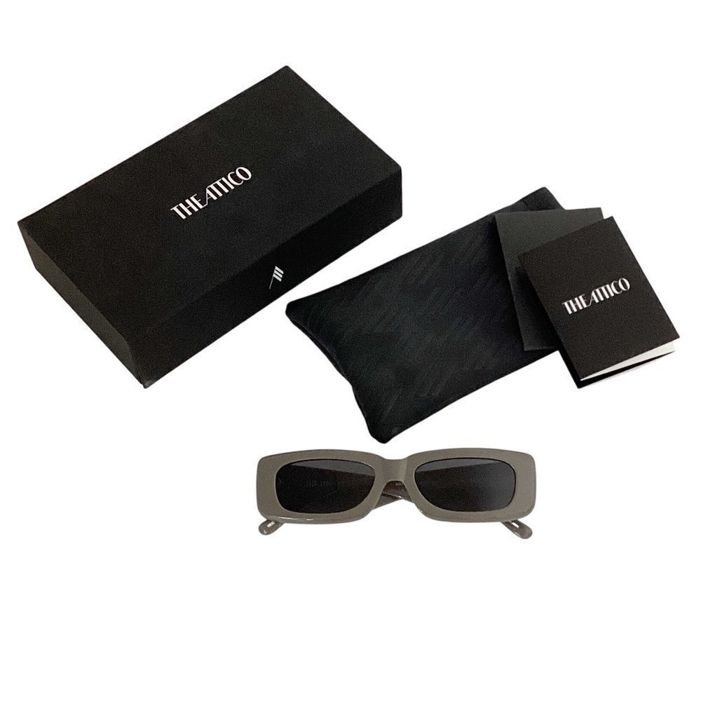 THE ATTICO x LINDA FARROW Mini Marfa Taupe Rectangular Sunglasses